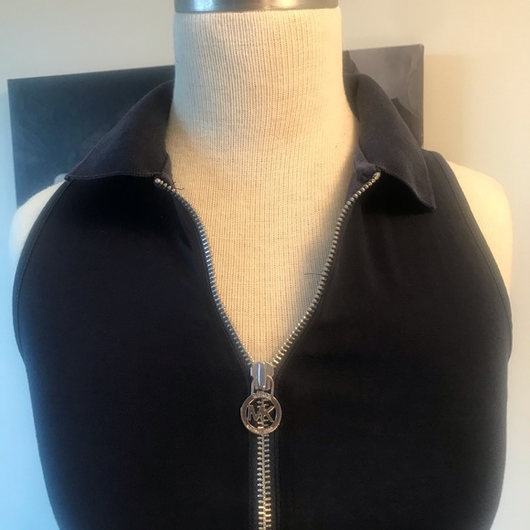 Michael Kors Tops - Michael Kors zip up sleeveless top navy blue XS